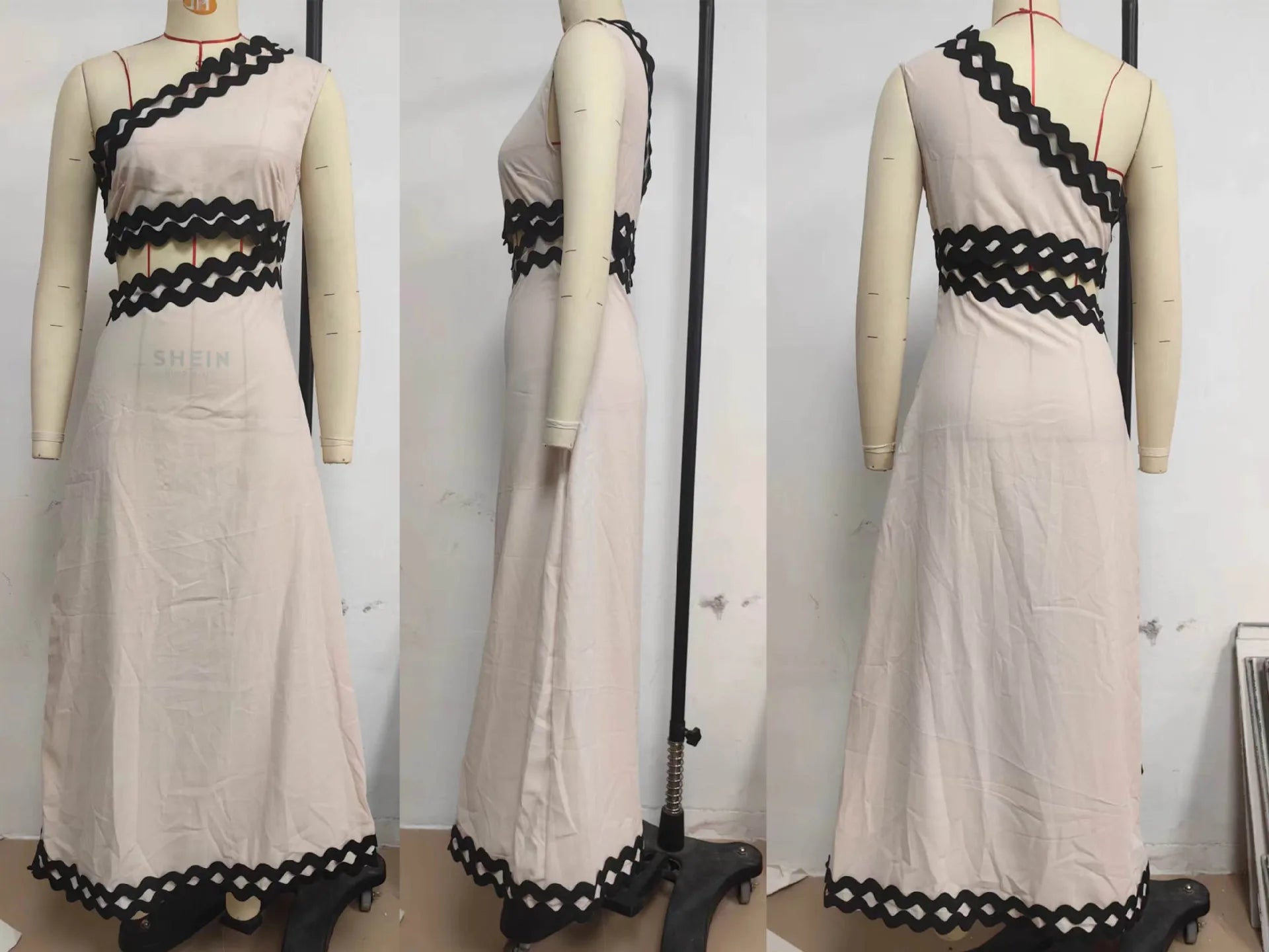 Elegant Lace Two Piece Dress With Diagonal Shoulder