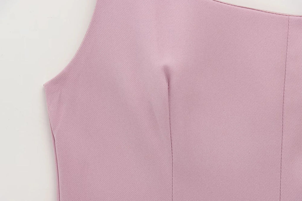 Elegant Womens Sleeveless Solid Mini Dress With Pleated Hem