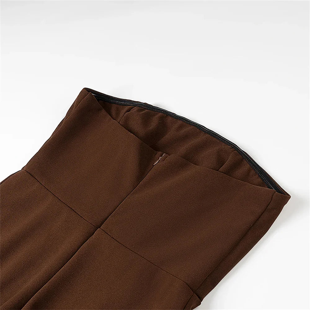 Strapless Mesh Patchwork Dress For Women Spring Summer