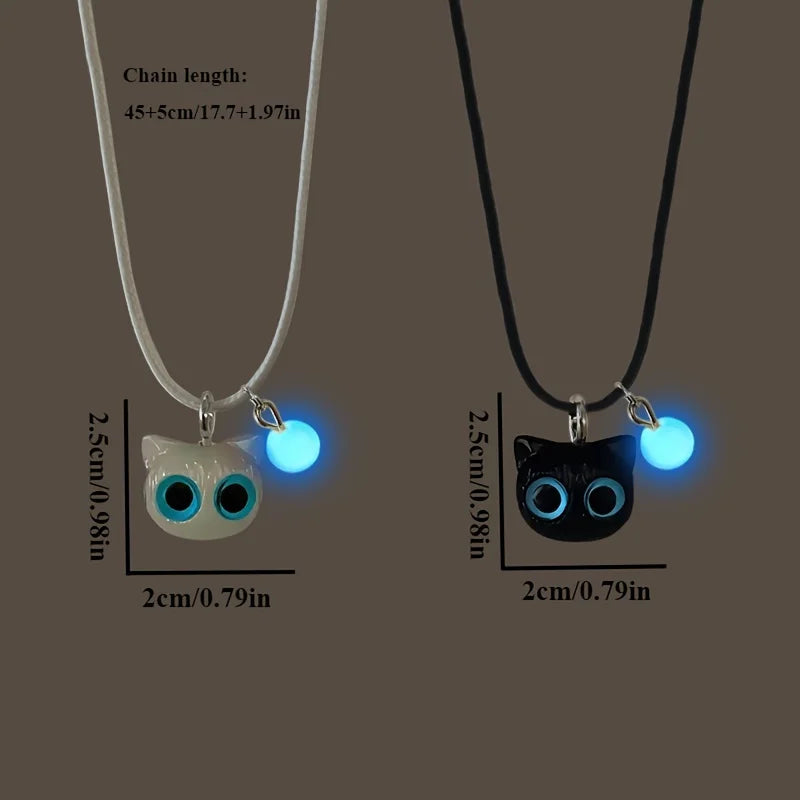 Cute Cartoon Big Eye Cat Glow In The Dark Bracelet for Women and Couples Friendship Jewelry