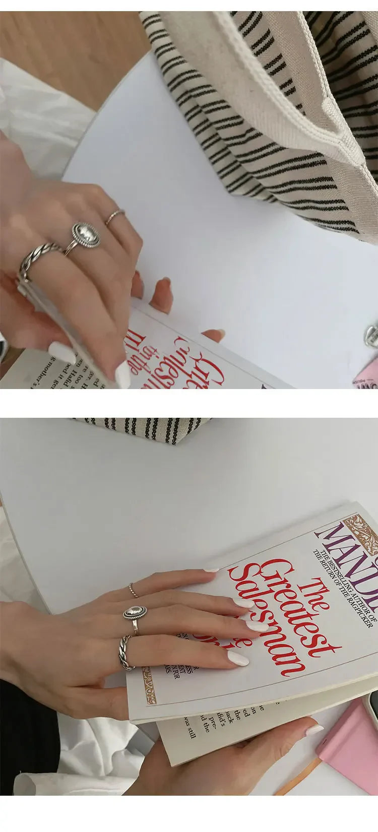 925 Sterling Silver Couples Rings Vintage Twist Design Geometric Thai Jewelry