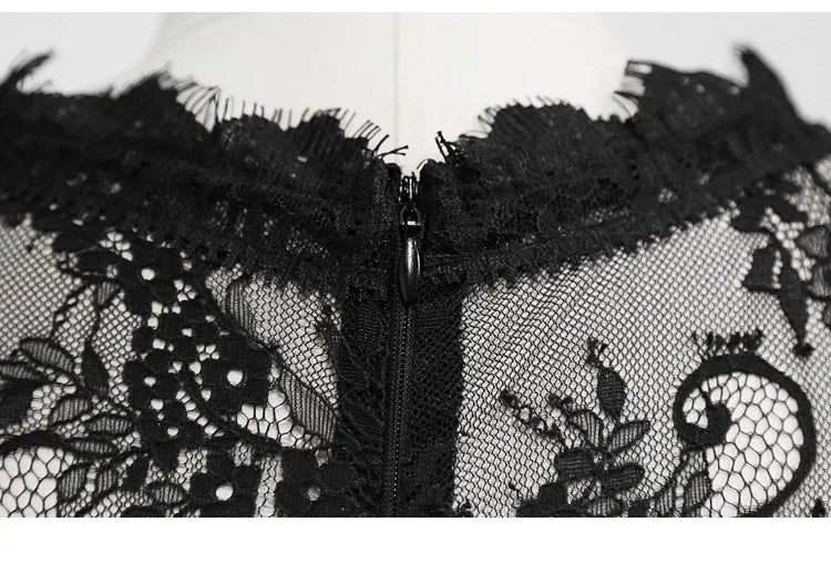 Korean Lace Bodycon Dress Women Office Sheath Pencil