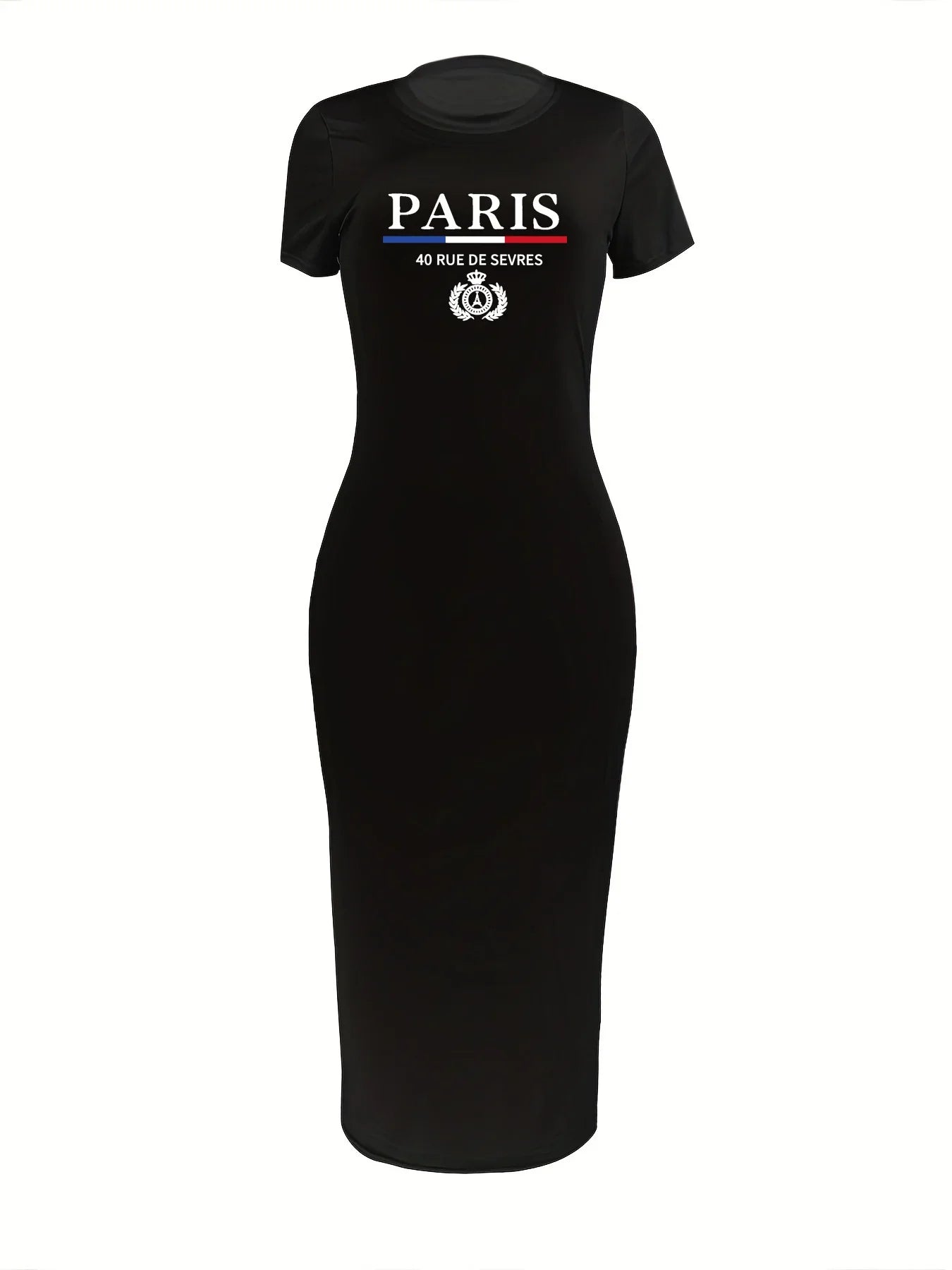 Paris Print Casual Dress for Women Slim Fit Silhouette