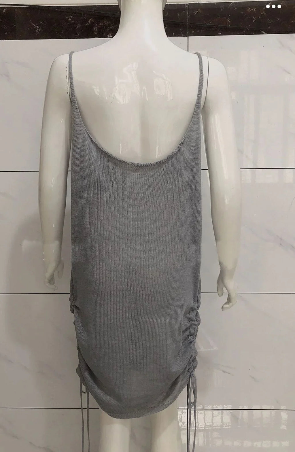 Women Knitted Bodycon Spaghetti Strap Mini Dress Solid