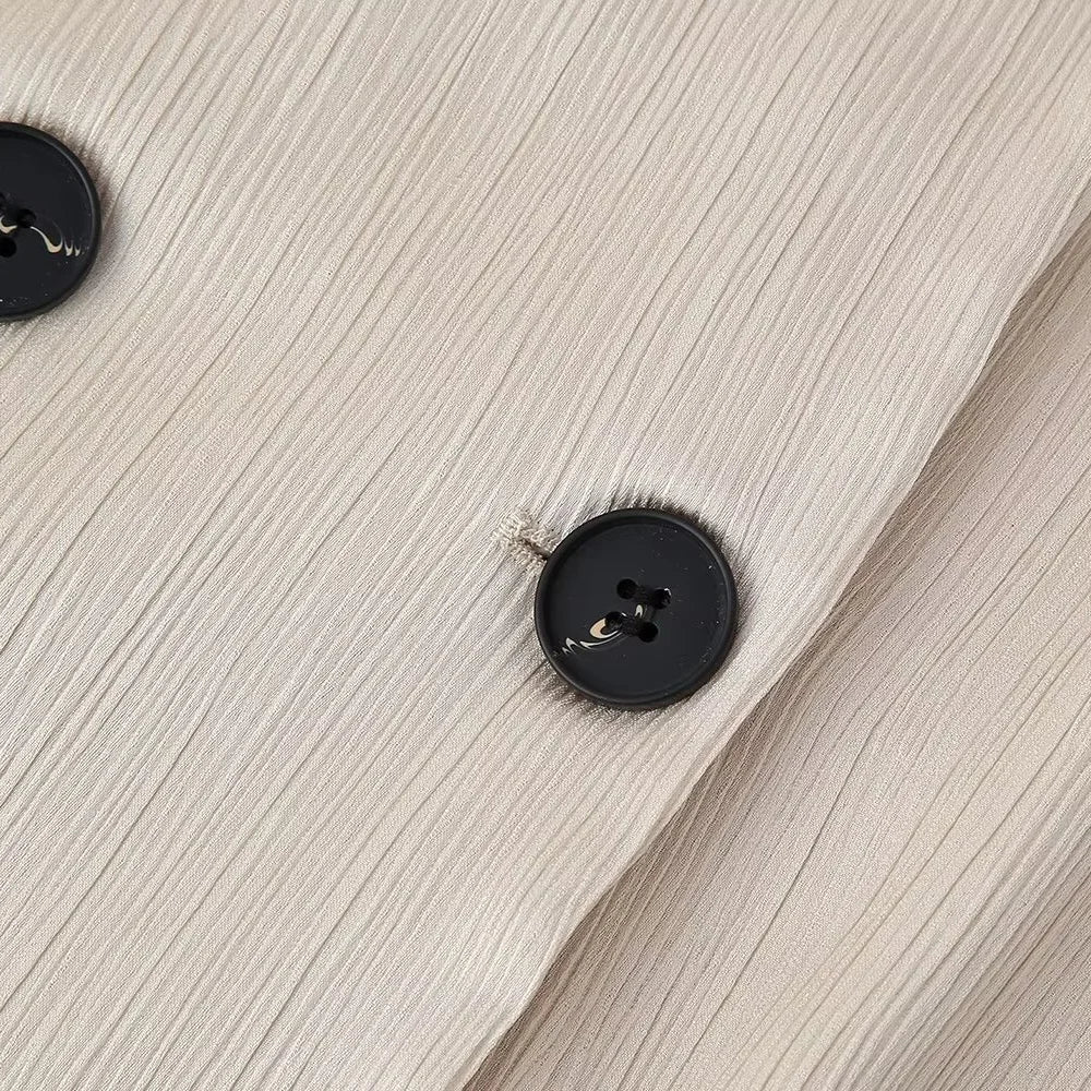 Women's Double-Breasted Blazer and Wide Leg Pants Two Piece Set for Casual Homewear