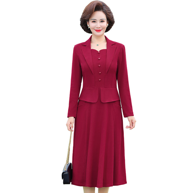 Autumn Women Aline Knee Length Office Dress With Collar