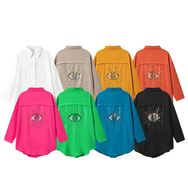 Women's Casual Cotton Linen Lapel Long Sleeve Shirt Autumn Winter Fashion Tunic
