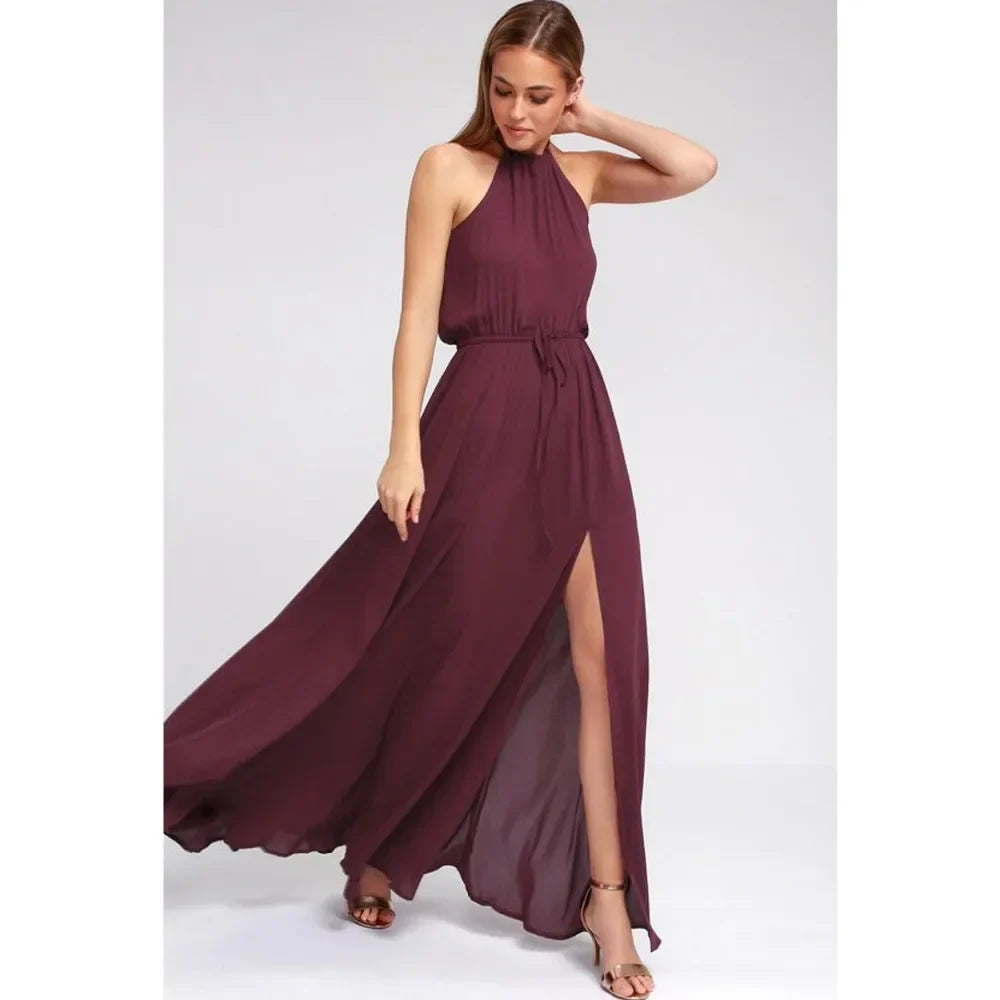 Boho Maxi Dress With High Split For Summer Beach Party