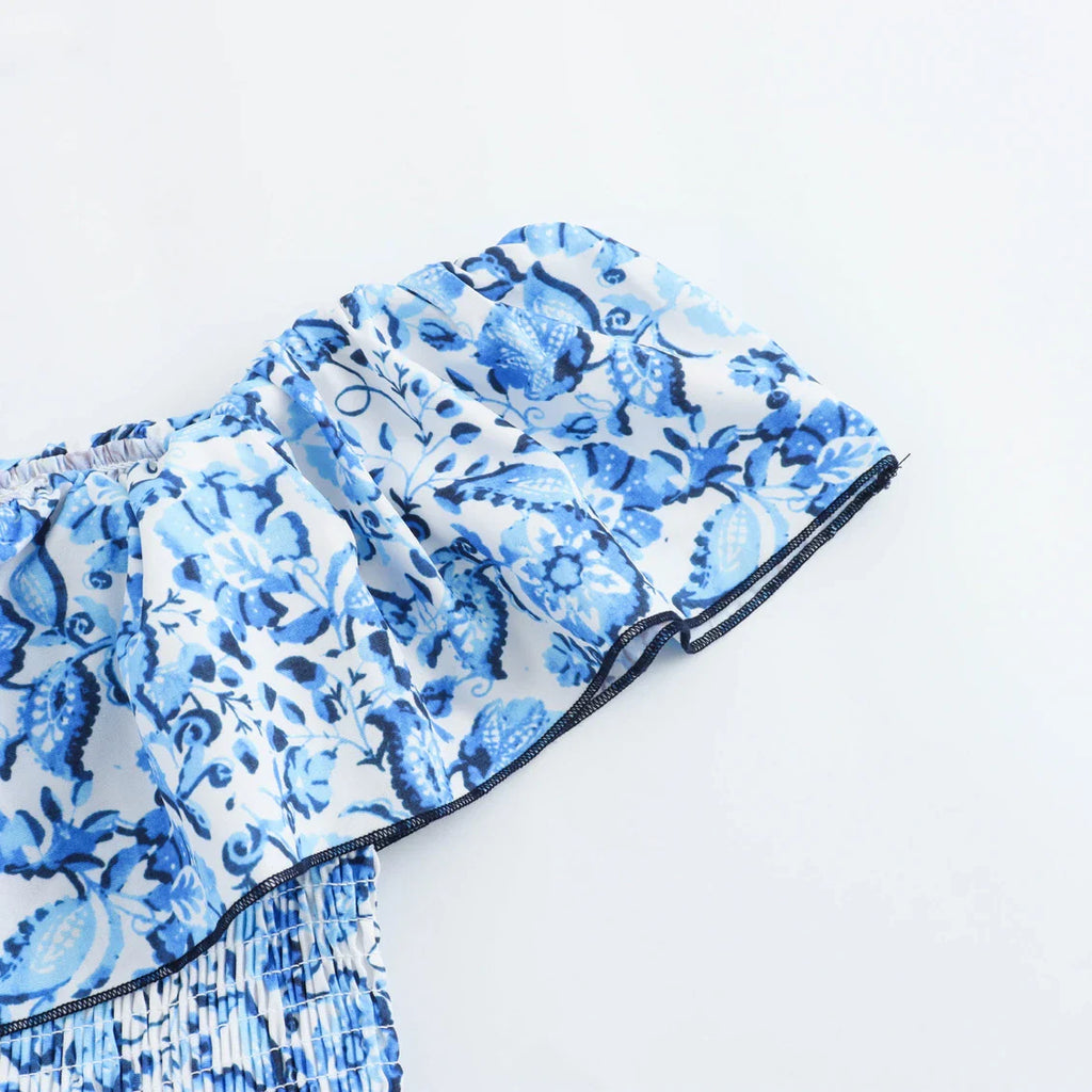 Off Shoulder Floral Print Long Vest Dress For Women