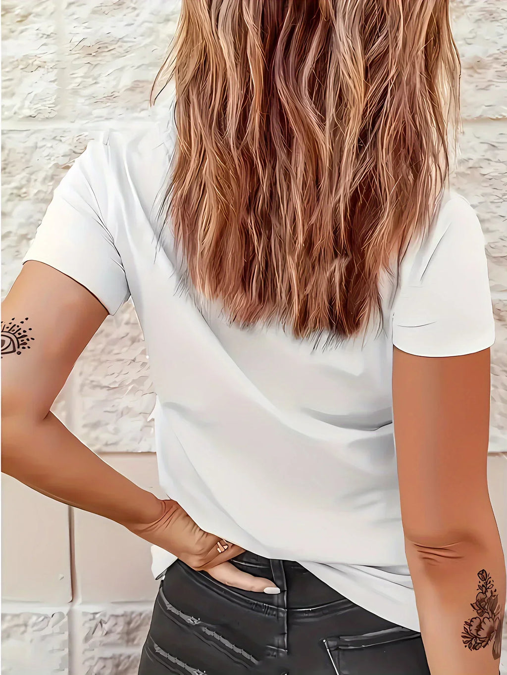 Travel Pattern Printed Women's T-Shirt Casual Round Neck Short Sleeve Top