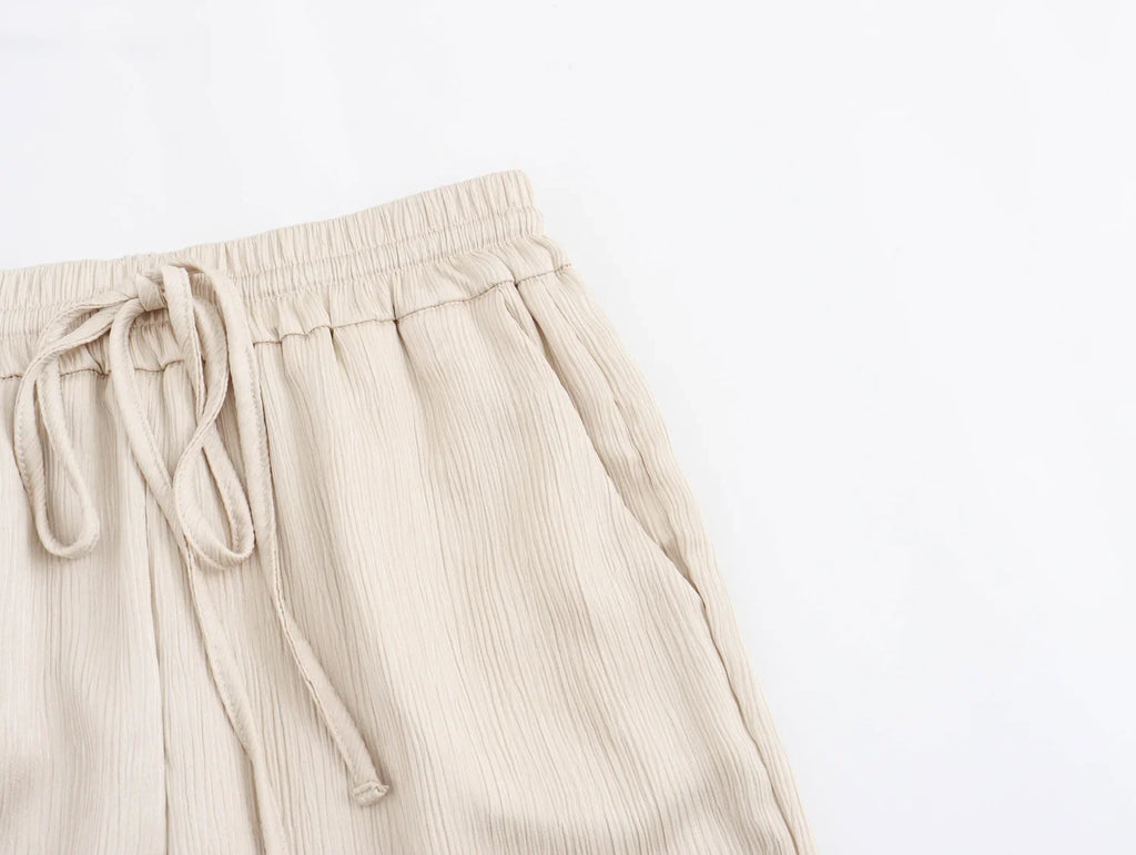 Autumn Women's Fashionable Wrinkled Suit Jacket and Casual Pants Set