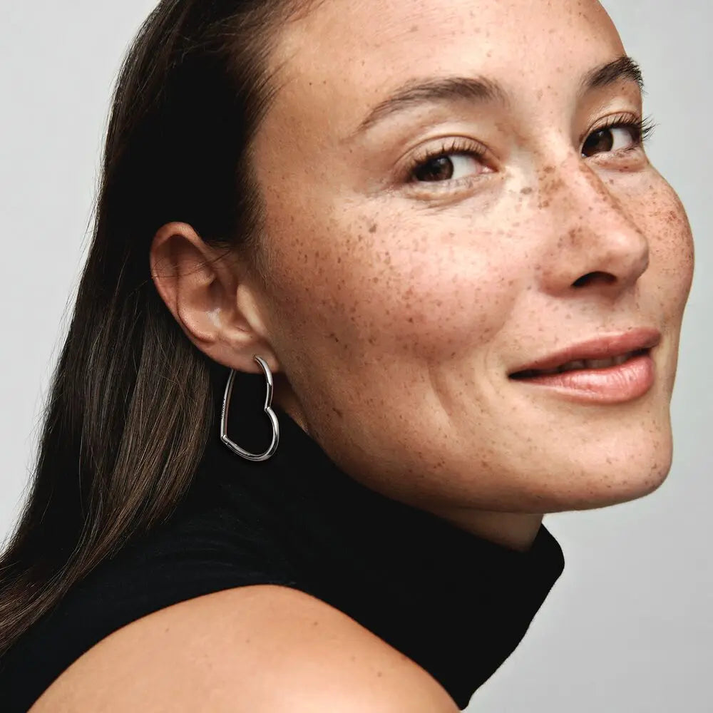 925 Silver Hoop Infinite Love Earrings with Blue Flower and White Stone Heart Pendant for Women Jewelry