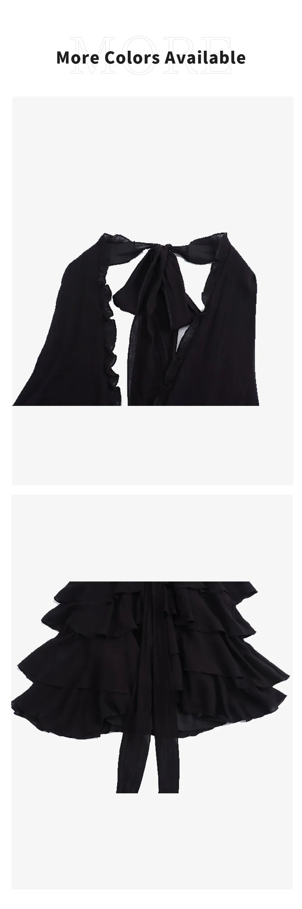 Backless Summer Dress Black Floral Layered V Neckline