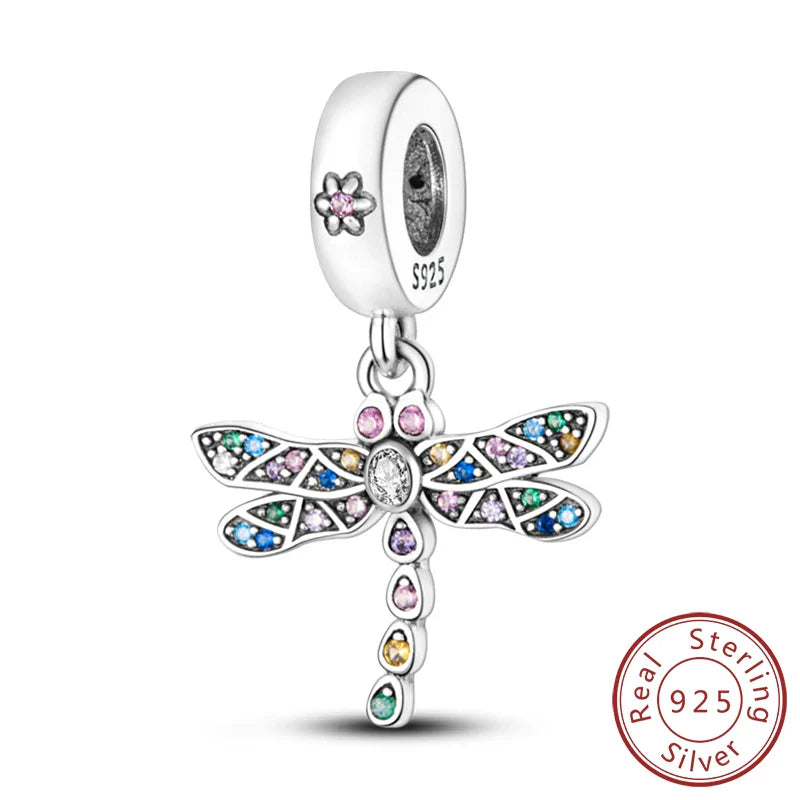 Glowing Luminous Firefly Butterfly Pendant Charm Beads in 925 Sterling Silver for Bracelet Jewelry