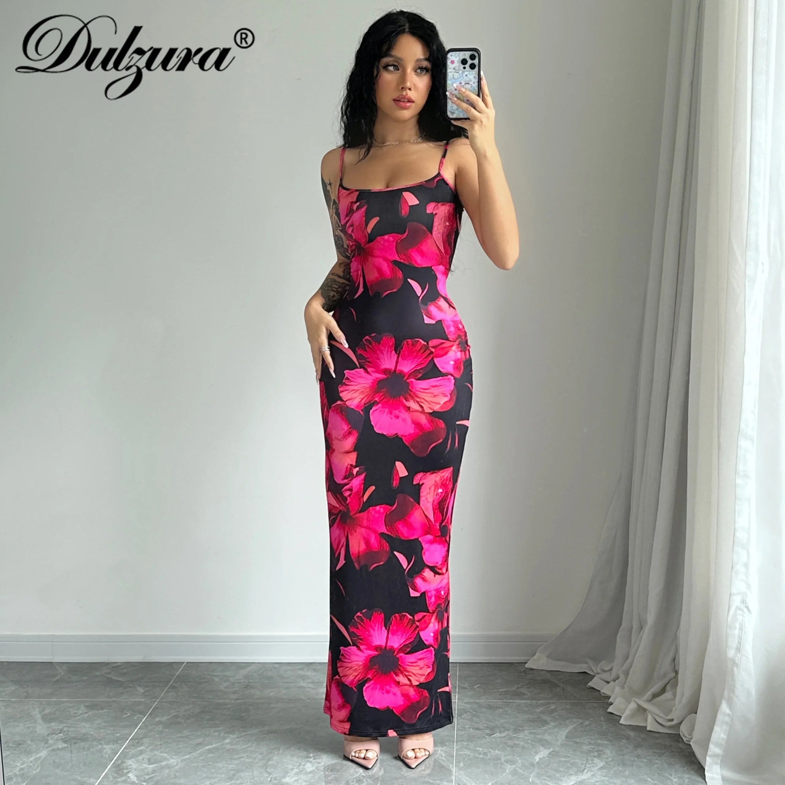 Floral Print Sexy Sleeveless Maxi Dress for Party Vacation
