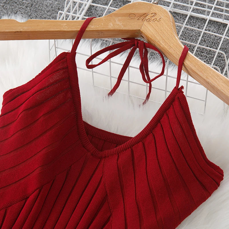 Ribbed Knit Bodycon Wrap Dress With Split Hem For Summer