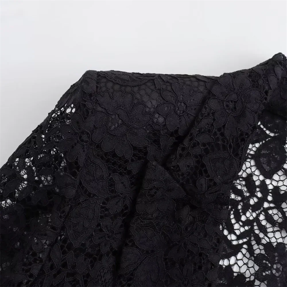 Women's Elegant Lace Suit Jacket and High Waisted Skirt Set Casual Versatile Temperament Fashion Ensemble