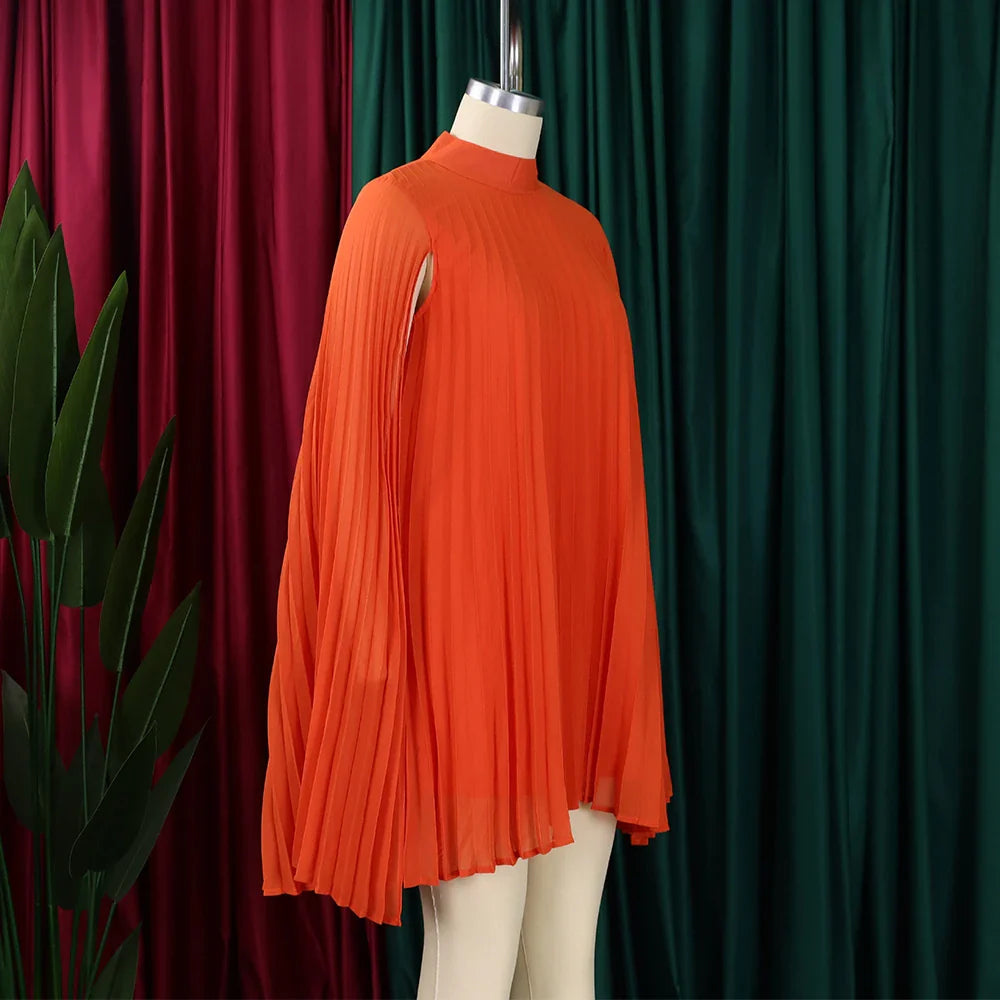 Elegant Chiffon Dress For Women Batwing Sleeve Knee Length