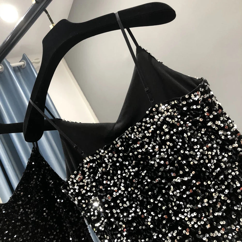 Metallic Long Party Dress For Women Shiny Elegant Style