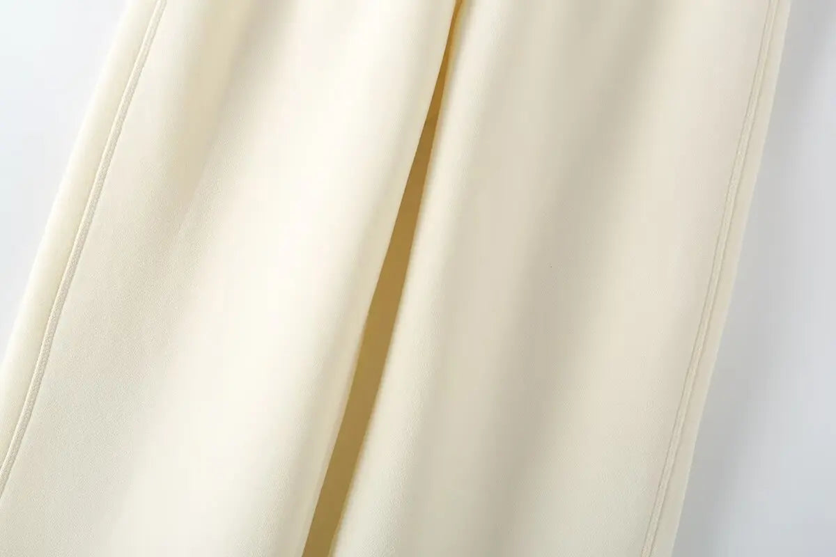 Solid Hoodie Top and Wide Leg Long Pant Set for Women with Elastic Waist and Chic Lace-Up Design