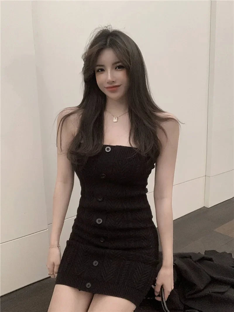 Off Shoulder Bodycon Dress Knit Ribbed Summer Streetwear