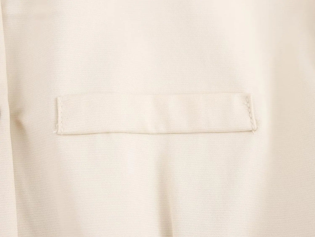 Versatile Women's Slim Fit Short Sleeve Lapel Shirt with Decorative Belt Strap and Curling Detail