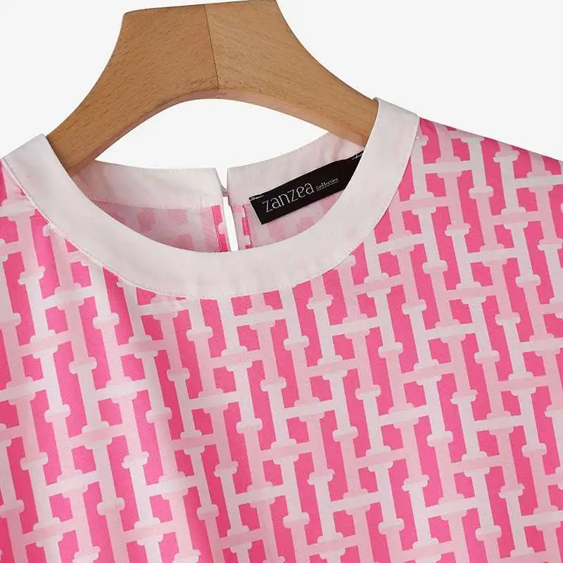 Boho Printed Sundress Knee Length Short Sleeve Dress