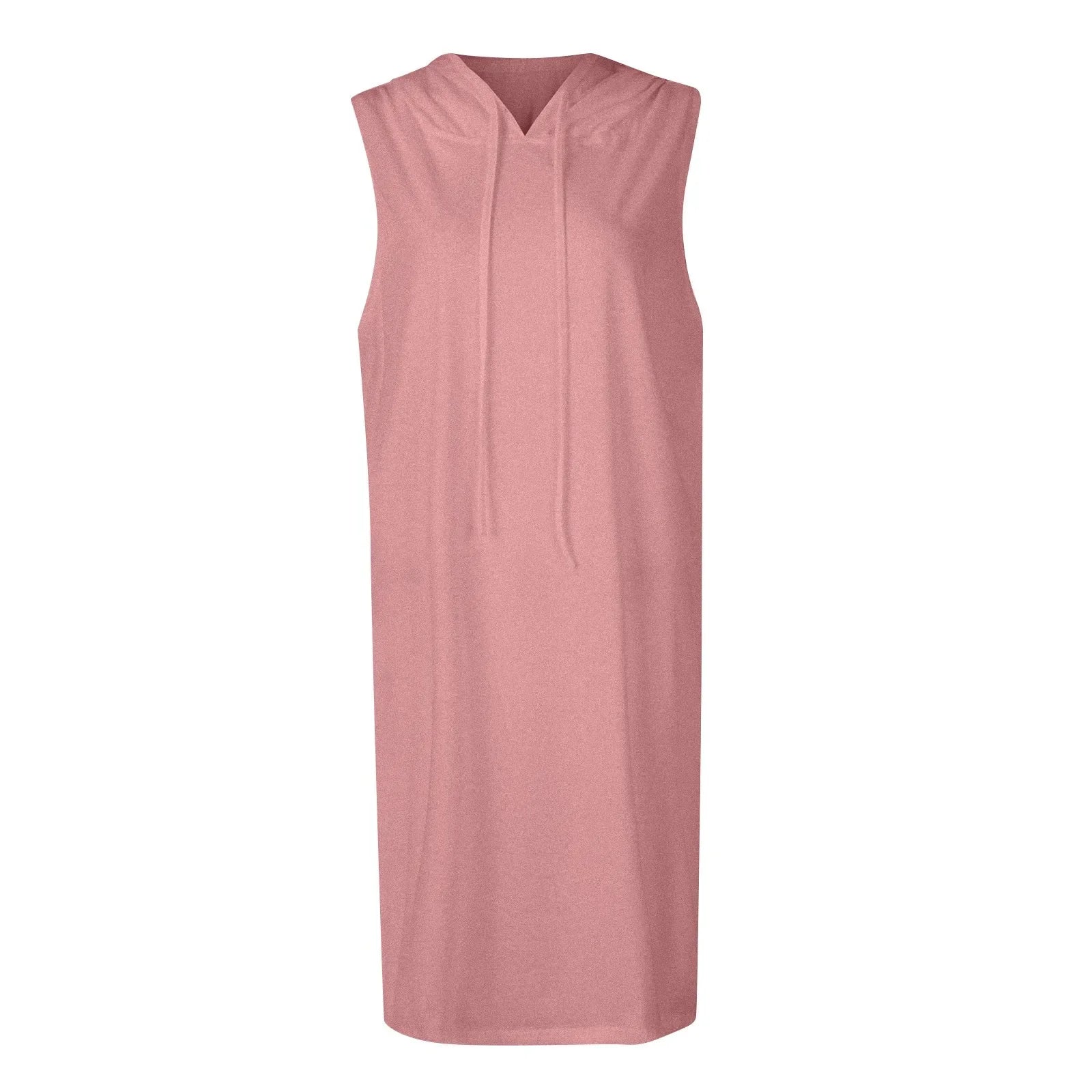 Womens Sleeveless Hoodie Dress With Drawstring Streetwear