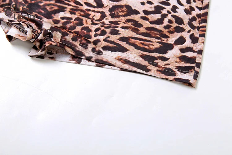 Girls Leopard Print Milk Silk Mini Dress With Long Sleeve