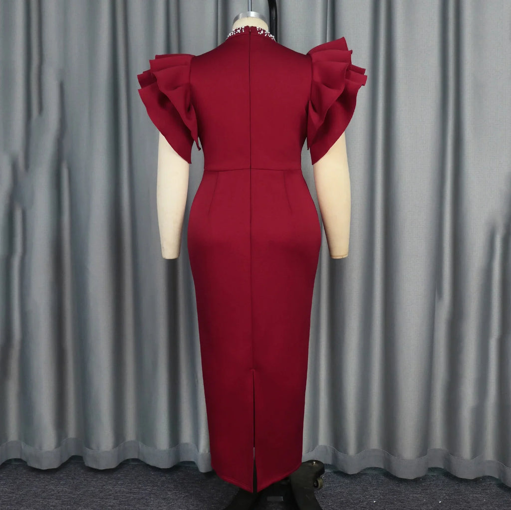 Beaded Party Dress For Women O Neck Sheath Ankle Length