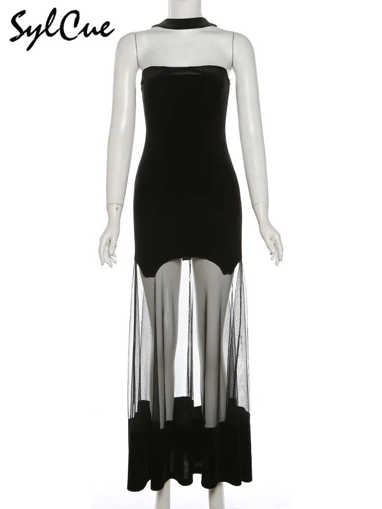 Black Halter Tulle Dress For Party Evening Wear Gown