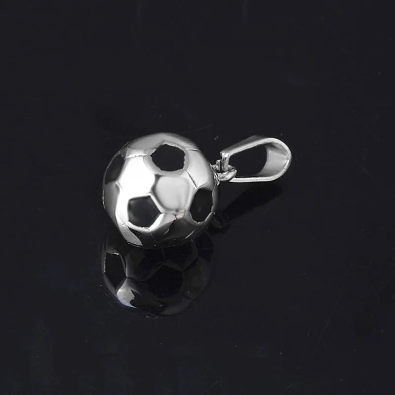 Football Necklace with Stainless Steel Chain for Men Boys Gift Pendant in Gold and Silver