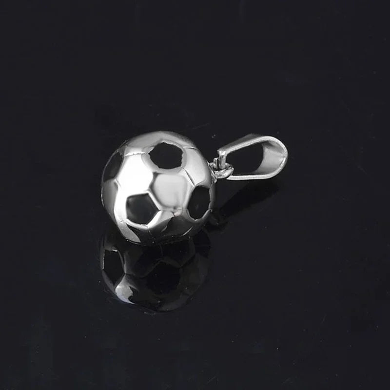 Football Necklace with Stainless Steel Chain for Men Boys Gift Pendant in Gold and Silver