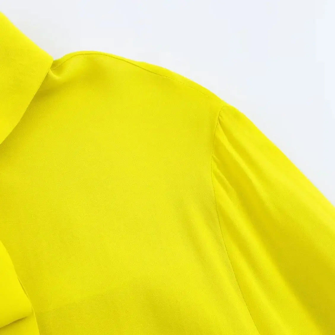 Women Bow Tie Loose Fit Shirt with Lapel Collar Long Sleeve Single-Breasted Solid Color Casual Patchwork Top Spring Summer Chic Blouse