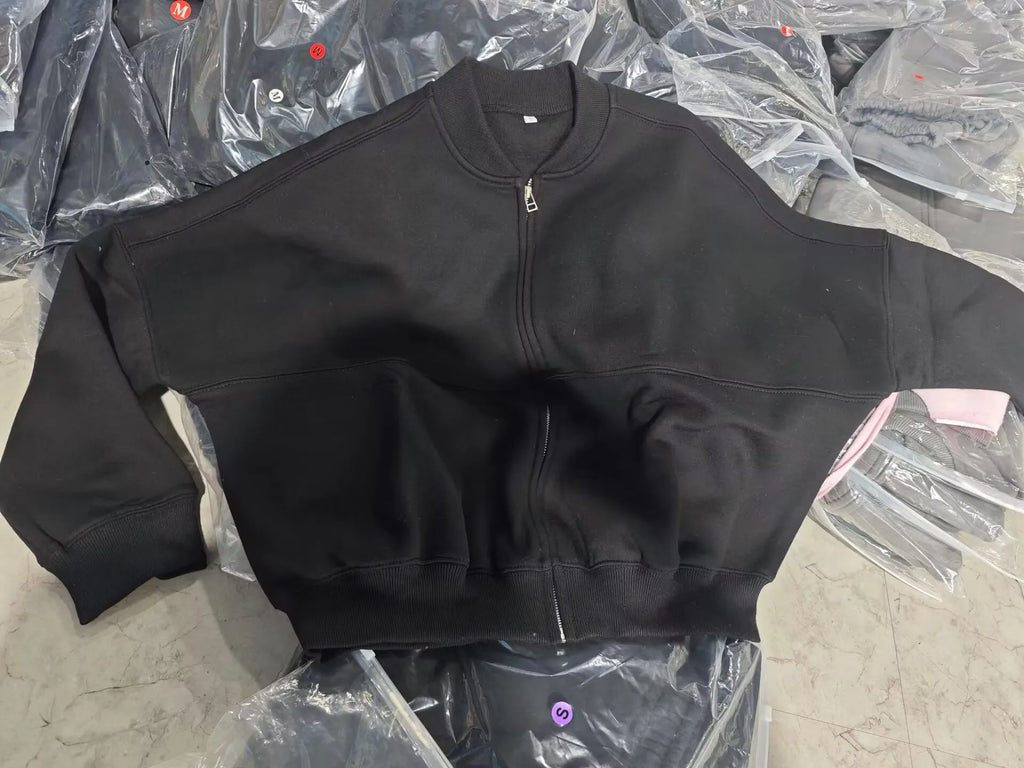 Autumn Women's Thick Hoodie Coat with Drawstring High Waist Loose Casual Pants Set Soft Fleece Lined Streetwear