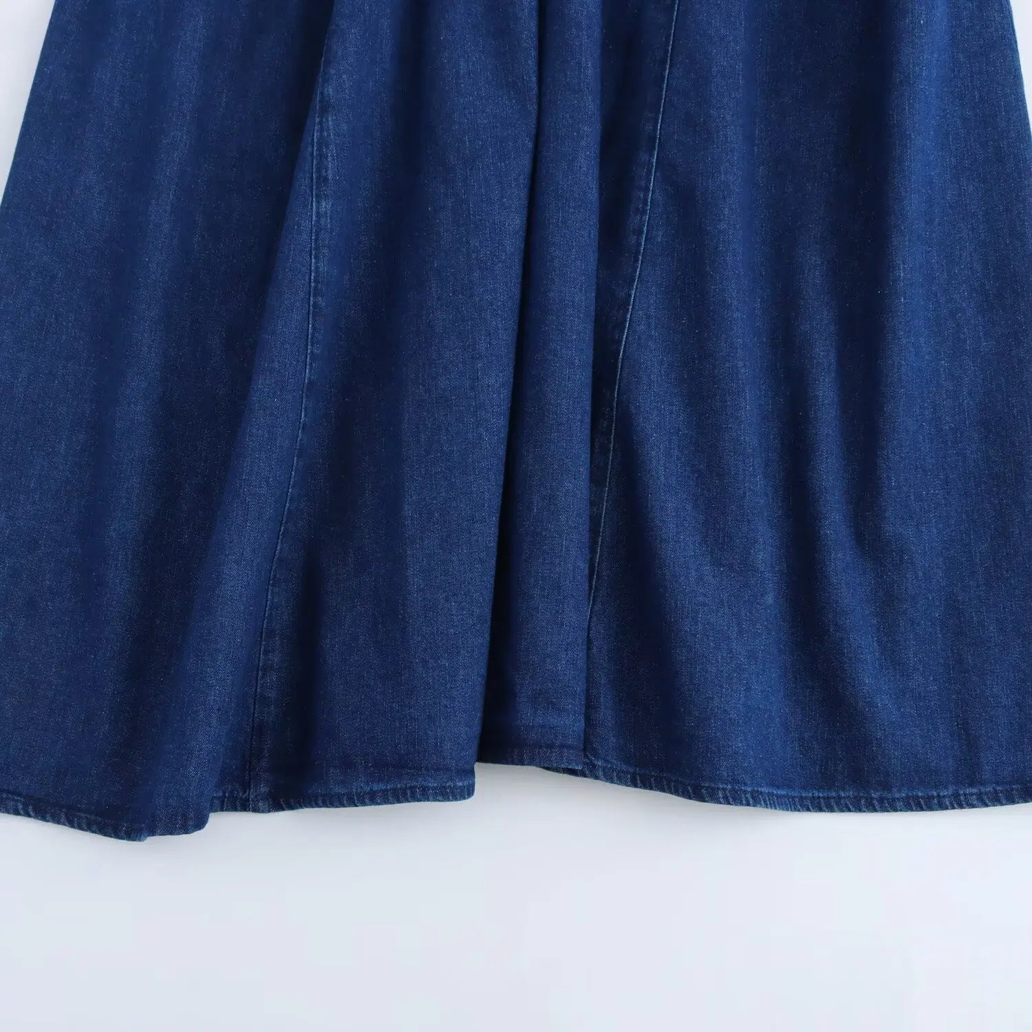 Strapless Denim Dress With Fitted Bodice And Pleated Skirt