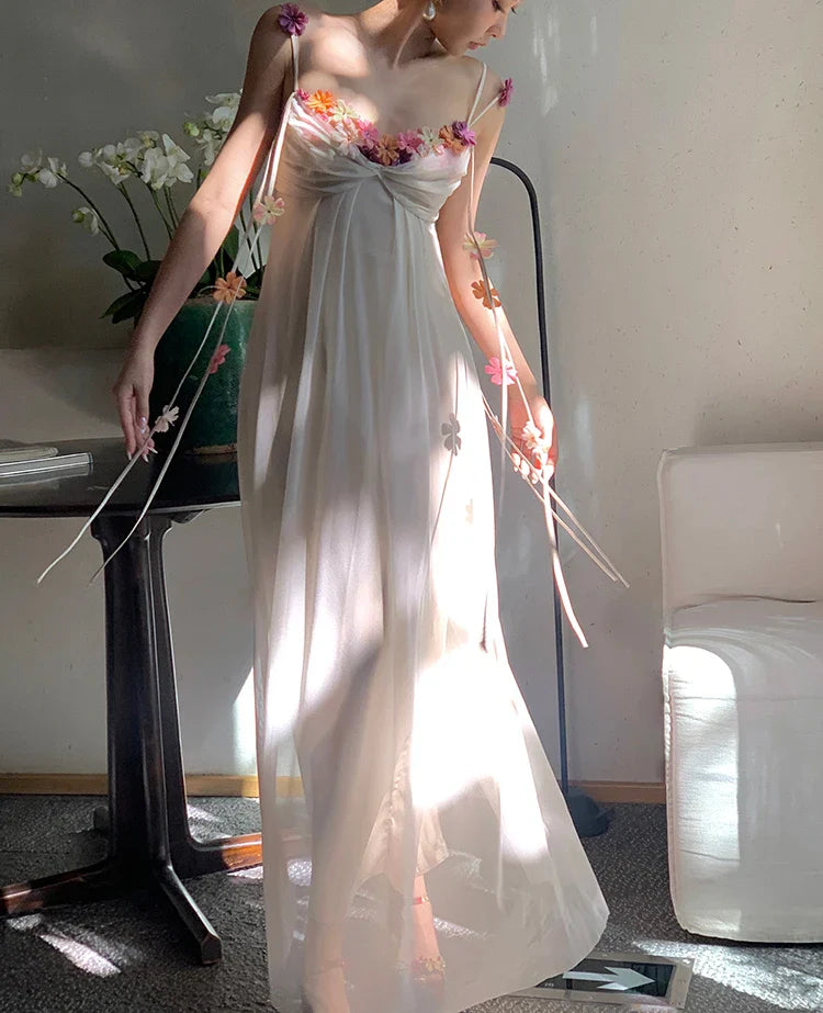 Boho Flower Maxi Dress Spaghetti Strap Beach Party