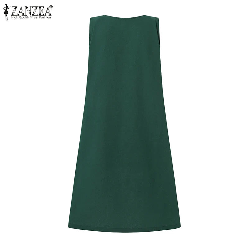 Casual Cotton Sundress For Women Sleeveless Summer Dress