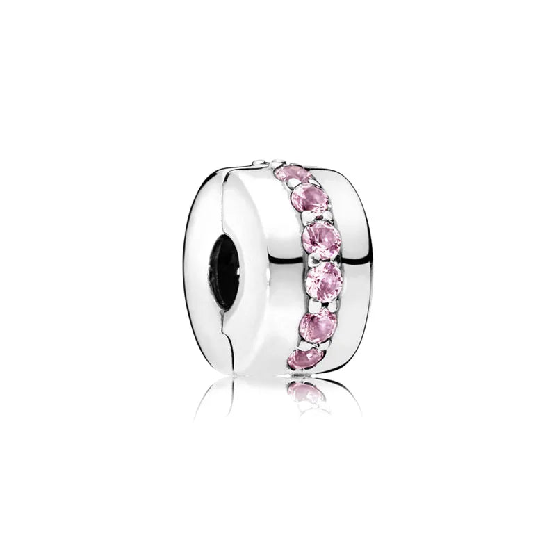 Pink Flower Caterpillar DIY 925 Sterling Silver Bead for Bracelet Bangle Jewelry Accessories