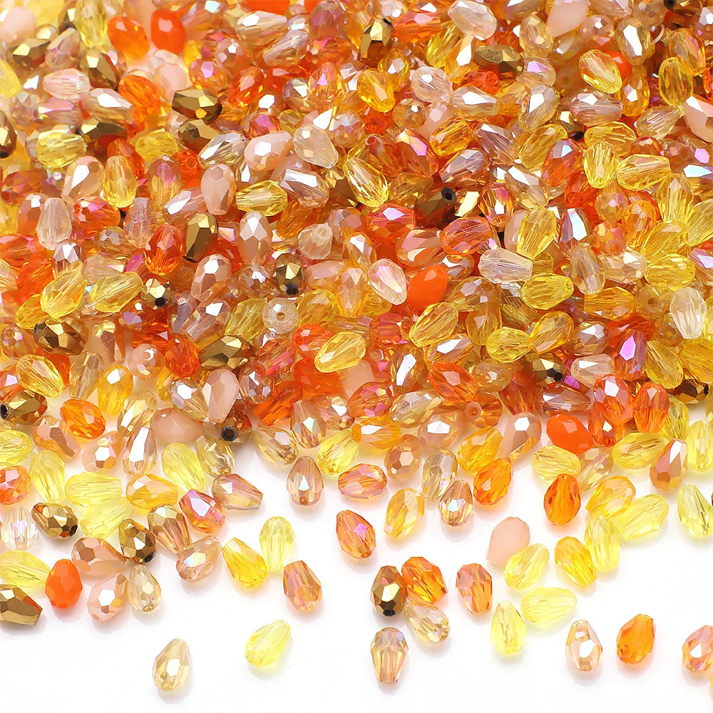 100 Pieces 4x6mm AB Mixed Color Tear Drop Faceted Crystal Glass Beads for Jewelry Making and DIY Crafts