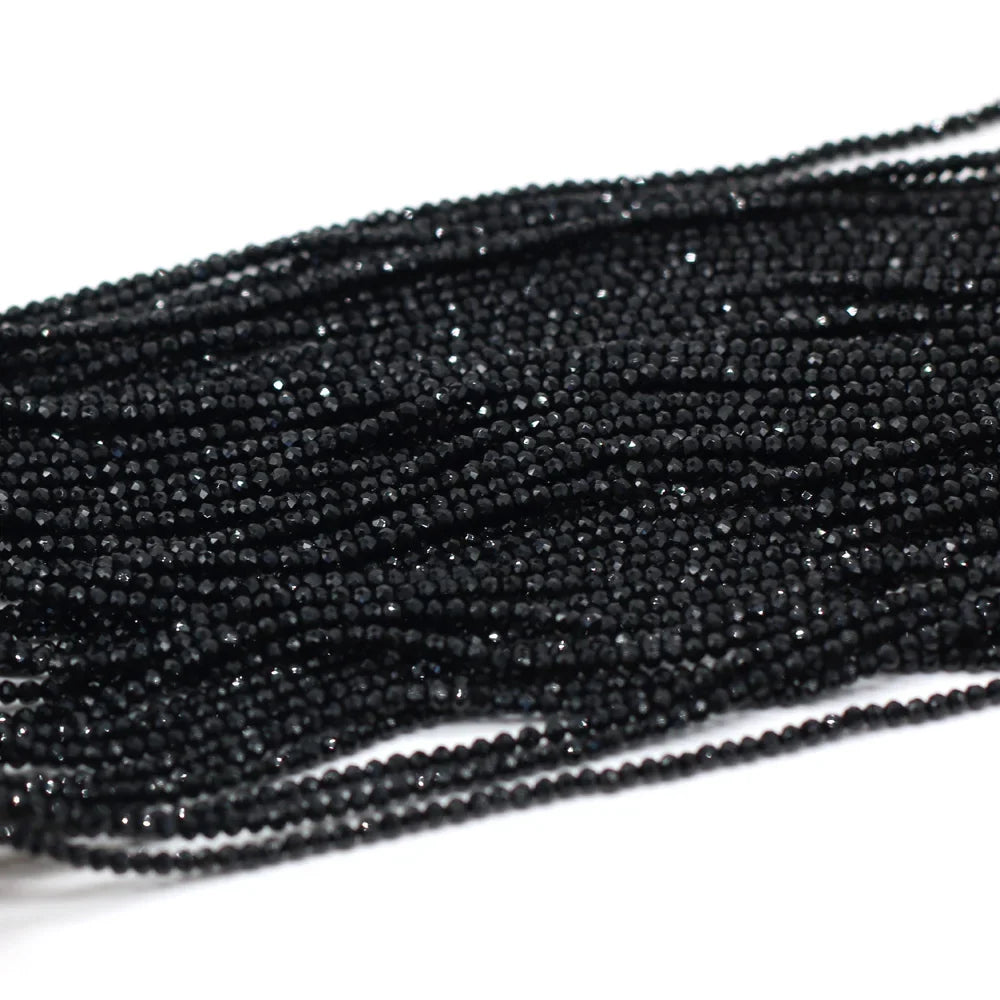 2mm Black Spinel Loose Beads for Women Jewelry Making DIY Bracelet and Necklace Accessories 38cm