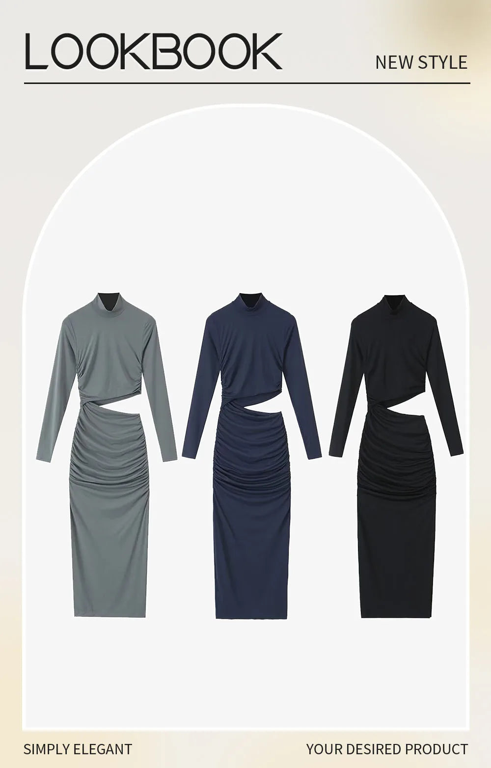Slim Fit High Neck Dress For Women Autumn Winter Style