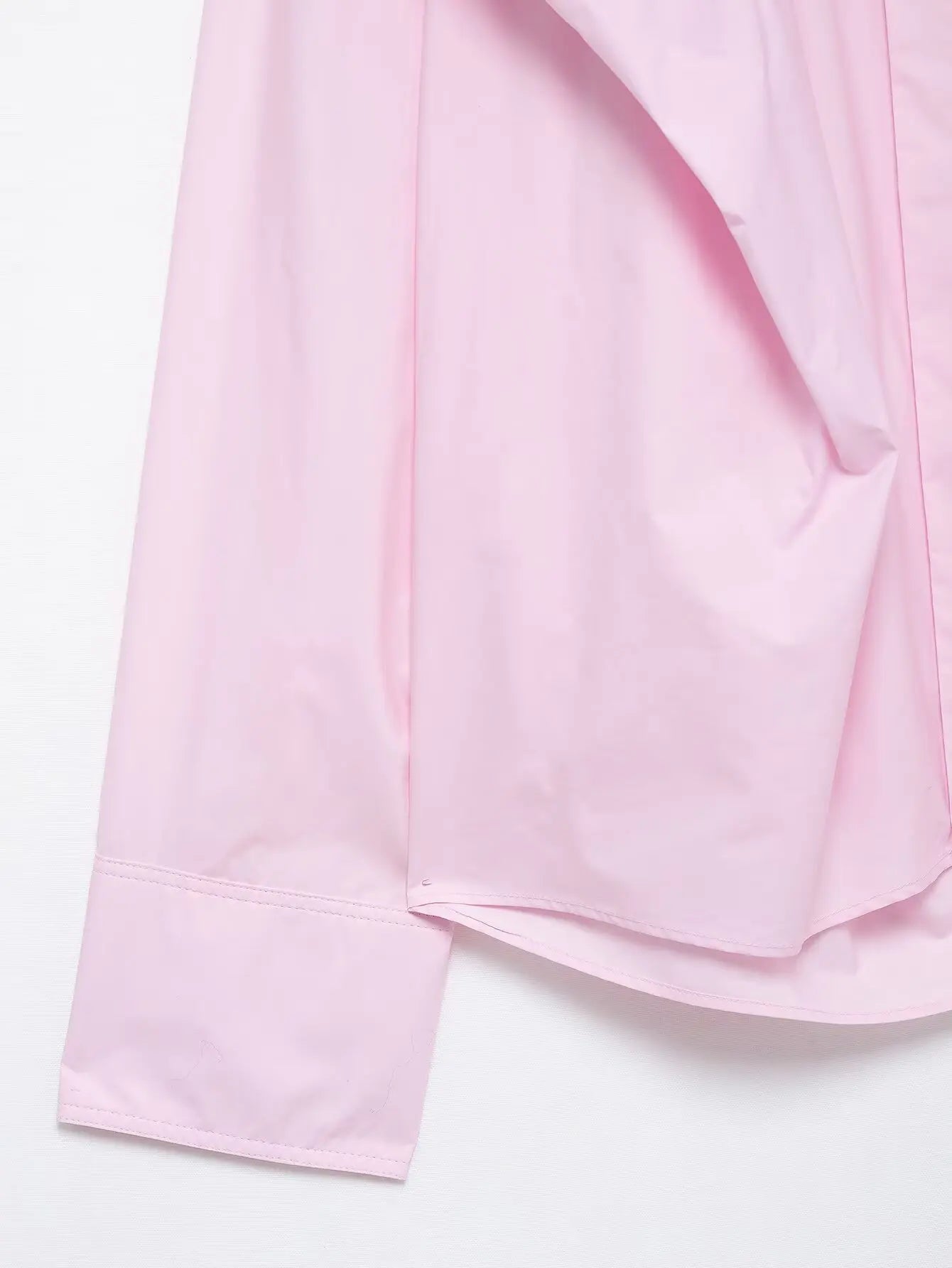 Women Long Sleeve Blouse with Turn Down Collar Pink Spring Top Chic Shoulder Design Office Shirt for Ladies