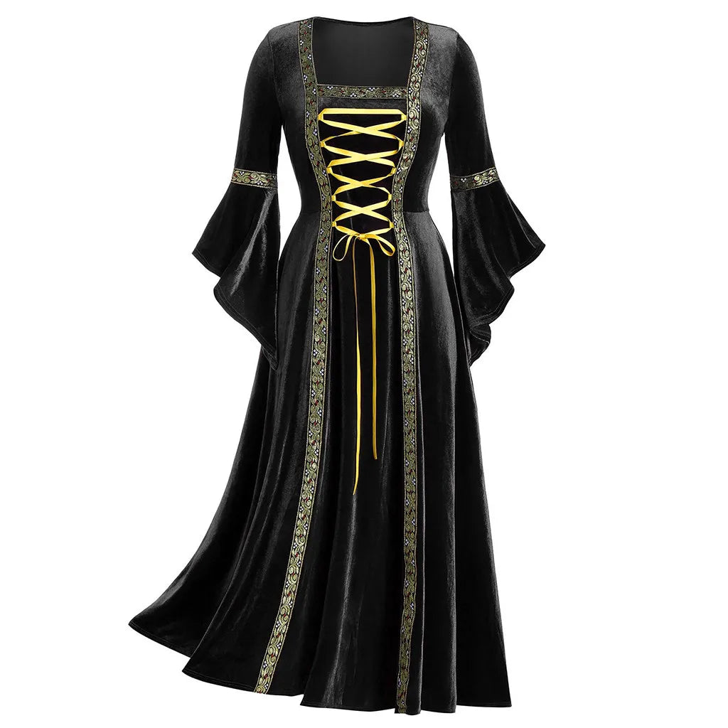 Medieval Cosplay Dress for Women Long Sleeve Elegant Gown