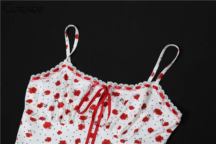 Rose Print Maxi Dress for Women Summer Bodycon Style