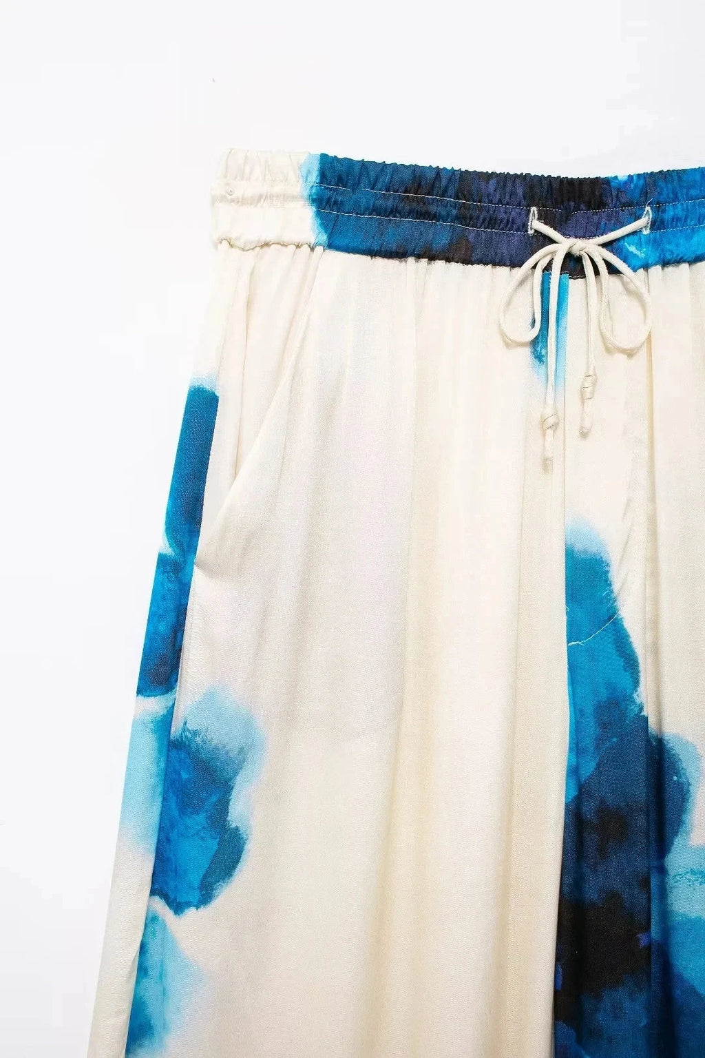 Elegant Floral Print Pant Set With Lapel Long Sleeve Loose Blouse And Drawstring High Waist Wide Leg Pants For Women