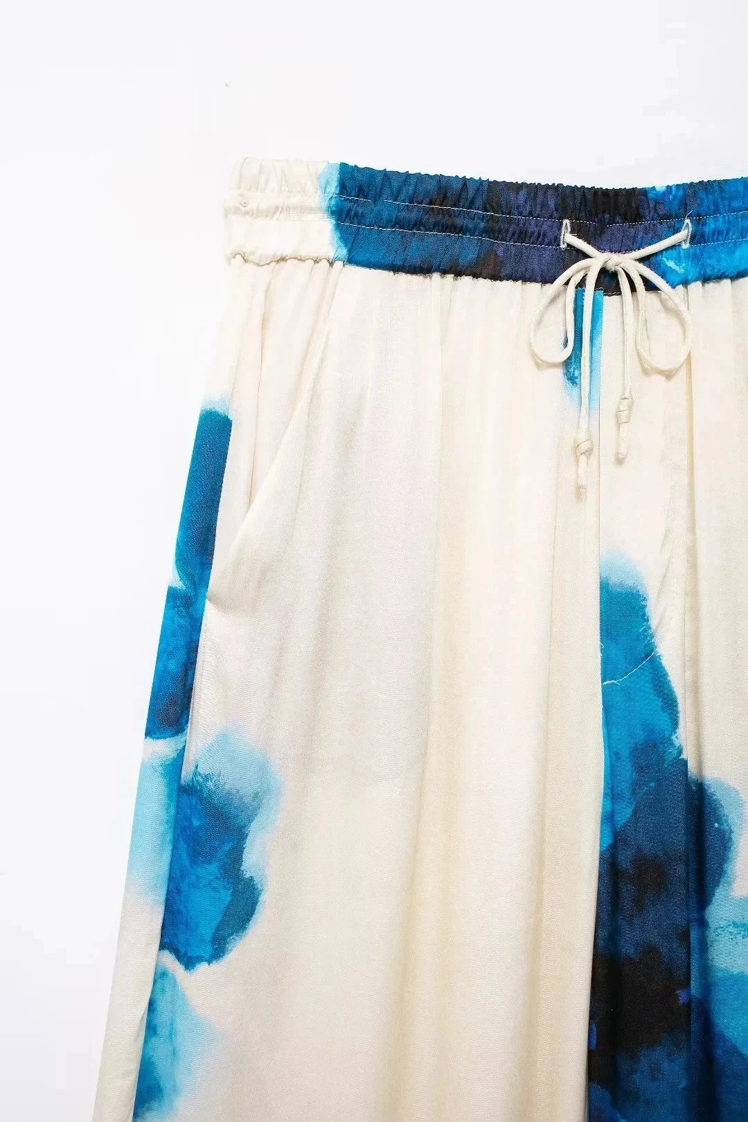 Elegant Floral Print Pant Set With Lapel Long Sleeve Loose Blouse And Drawstring High Waist Wide Leg Pants For Women