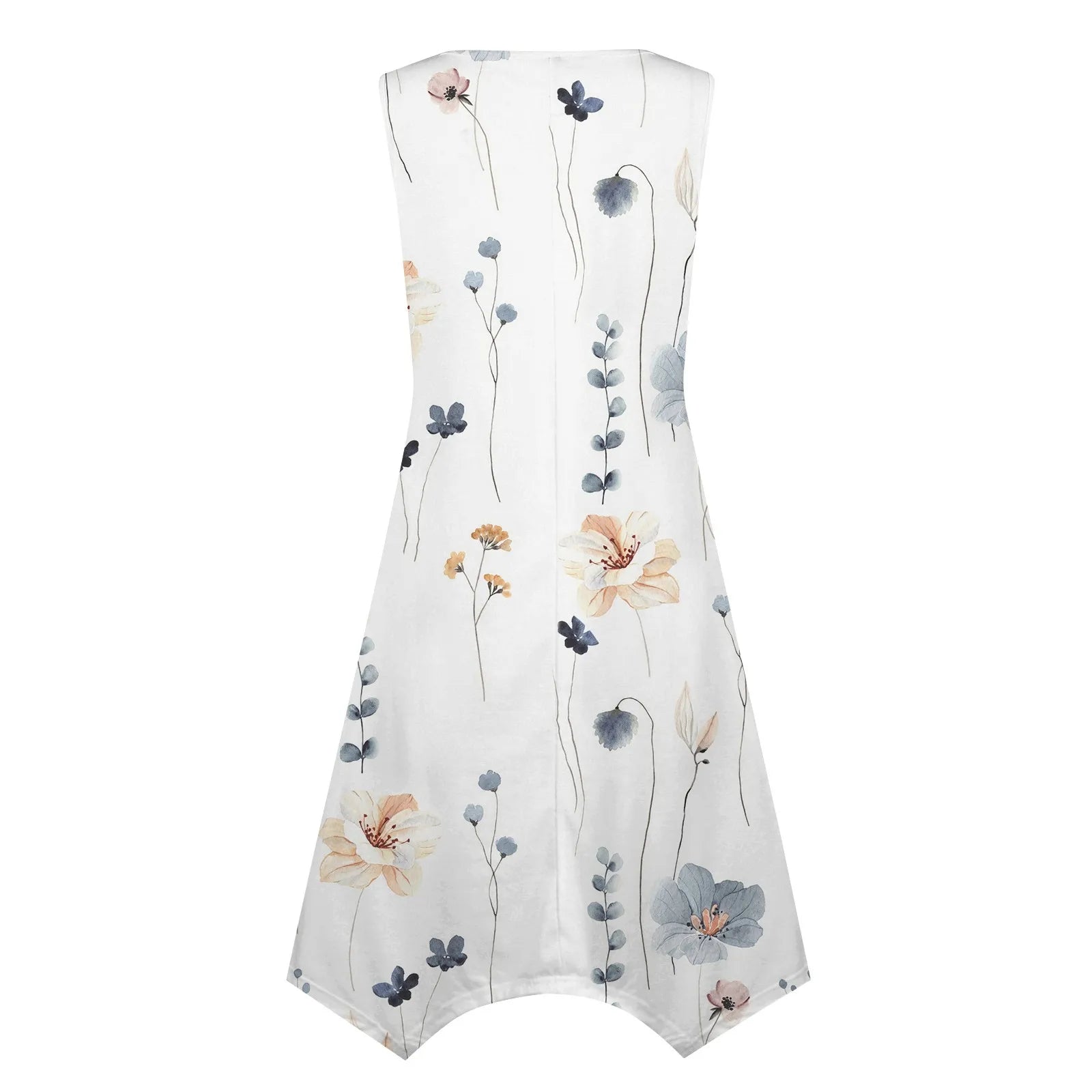 Y2K Style Sleeveless Midi Dress With Irregular Hem Design