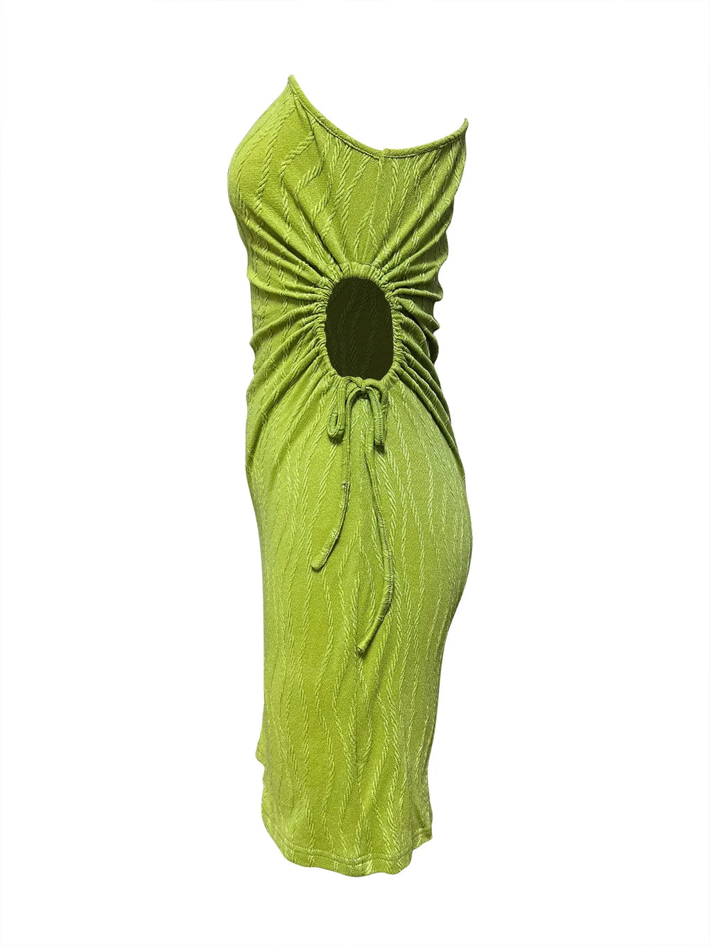 Elegant Slant Shoulder Cutout Dress With Waist Belt