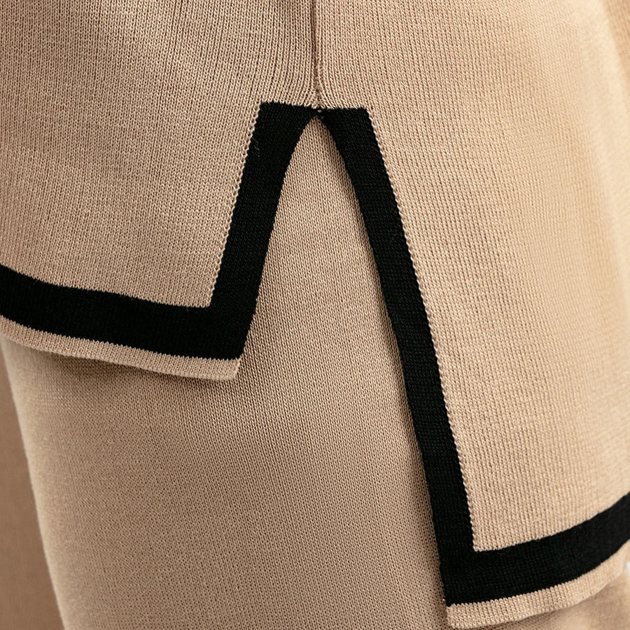 Casual Elegant Women's Two-Piece Autumn Winter Sportswear Set Featuring O-Neck Hoodie Short Sleeve Sweater and Wide Leg Long Pants